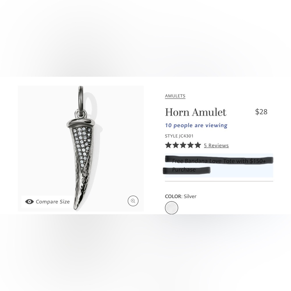 Brighton Silver Horn Amulet